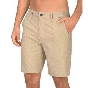 Hurley Phantom Hybrid Walkshorts Size 31 Tan Khaki Quick Dry Stretch EUC